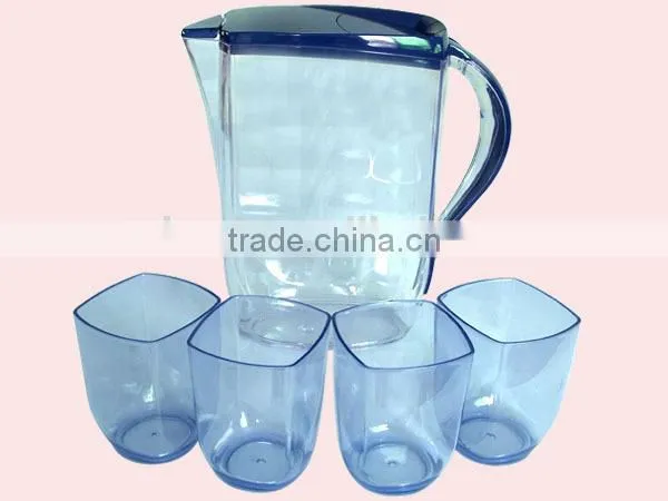 2000ml Clear Fashionable Plastic Cold Water Jug Set With 4 Cups photo-2
