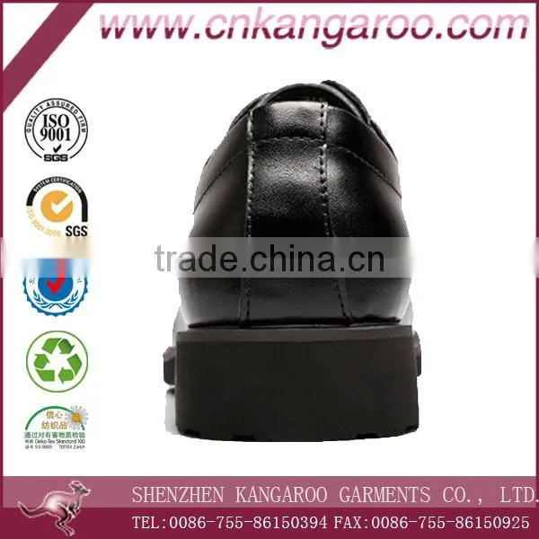 Black Cowhide Leather Officer Business Men Shoes photo-3
