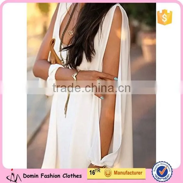 Womens Off Shoulder V-neck A-line Mini Strapless Loose Casual Dress photo-2