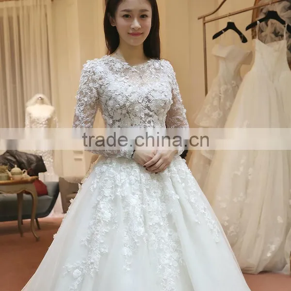 Custom Made White See Through Women Wedding Dress Empire Vintage Floor Length Princess Party Dress YDYS15B0201 photo-4