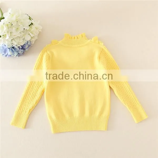 Autumn Winter Plain Hot Sales Clothes Children Cardigan Girls Pullovers Pure Yellow Sweaters For Winter photo-2