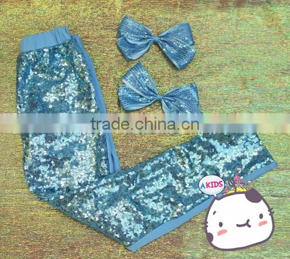 Europe&America Hot Design Children Sparkling Pants Baby Girls Icing Blue Sequin Pants Casual Underwear photo-2