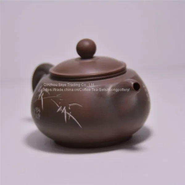 Antique Short Mouth Bamboo Hand Painted Pottery Ceramic Tea Pot photo-4