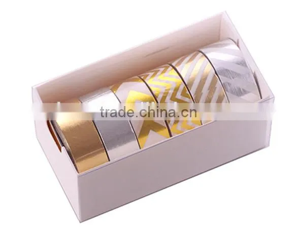 6 Colors Washi Tape One Set Adhesive Washy Tape Gold Stamping Tape photo-5