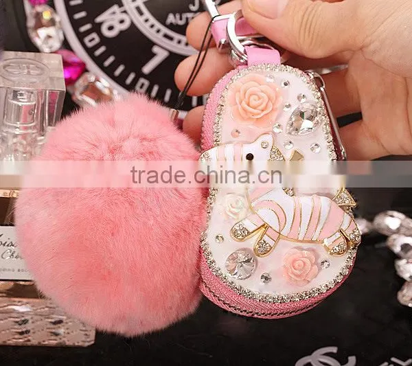 Mini Lovely Leather Key Wallet Car Key Bag Small Zipper Car Key Holder Bags photo-6