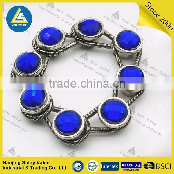Hot Selling on Amazon 5 Pack Metal Button Shirt Extenders With Spring With Blue Diamond Studded photo-5