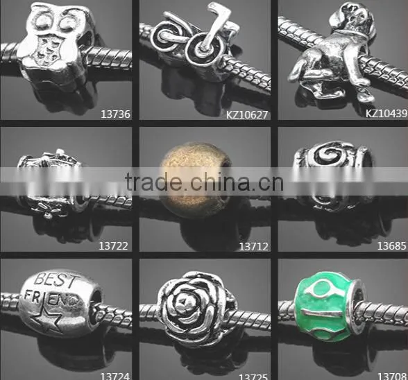 European Fashion Bracelet Charms Alloy Metal Beads Findings Metal Assorted Charms