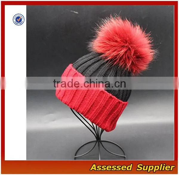 Custom Fashion Real Raccoon Fur Pom Pom Hat Beanie Cap for Wholesale Free Samples-T69-ZT photo-2