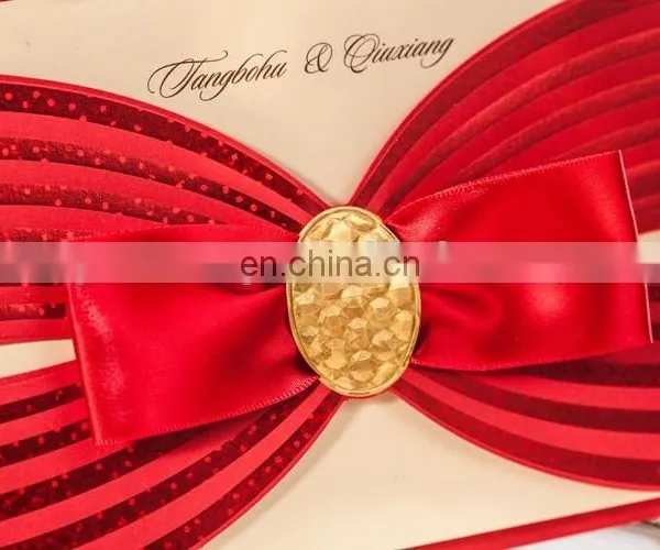 Luxury Greeting Card 6005 Free Customized Printing Red Wedding Invitation Cards photo-3