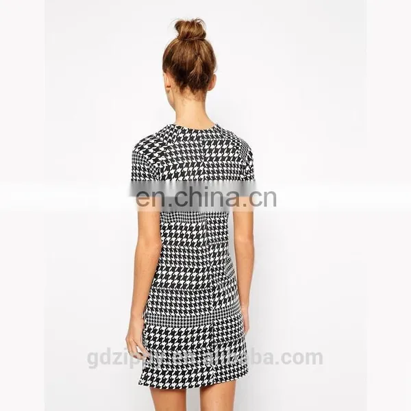 2015 Women Latest Fashion Dress New Look Dog Tooth Print Dress photo-3