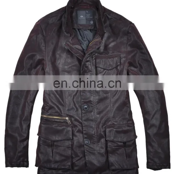 Lastest Fashion Winter Handsome Parka Mens Quilted Leather Jacket