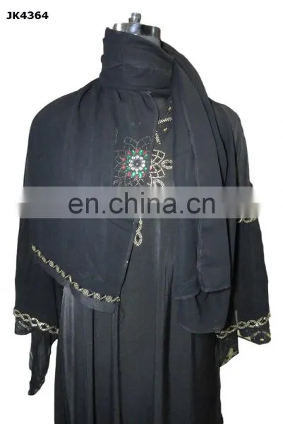 Women African Style Abaya / Latest Black And Golden Diamond Stone Work Embroidery Burkha/ Latest New York Fashion (dubai Abaya) photo-5