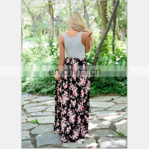 Mother and Daughter Long Maxi Floral Printed Beach Sleeveless Vest Dress Matching Clothes Dress (this Link for Girls,0-6years) photo-3