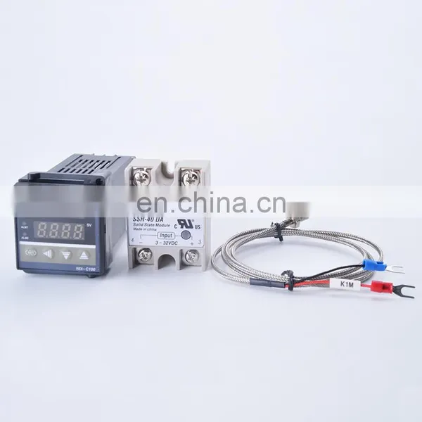 Digital Temperature Controller,REX- C100 Controller Temperature Digital Thermostat+ 40DA SSR Relay+ K Thermocouple 1m Probe photo-3