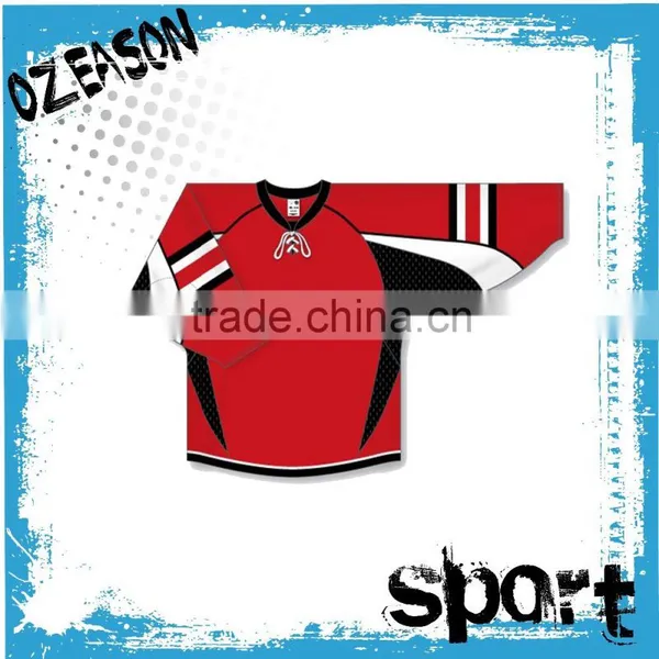 100% Polyester Cheap Red Ice Hockey Jersey photo-4