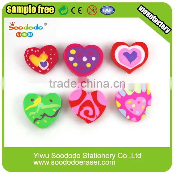 Kids Extruded Office Love Heart Shaped Flat Erasers photo-3