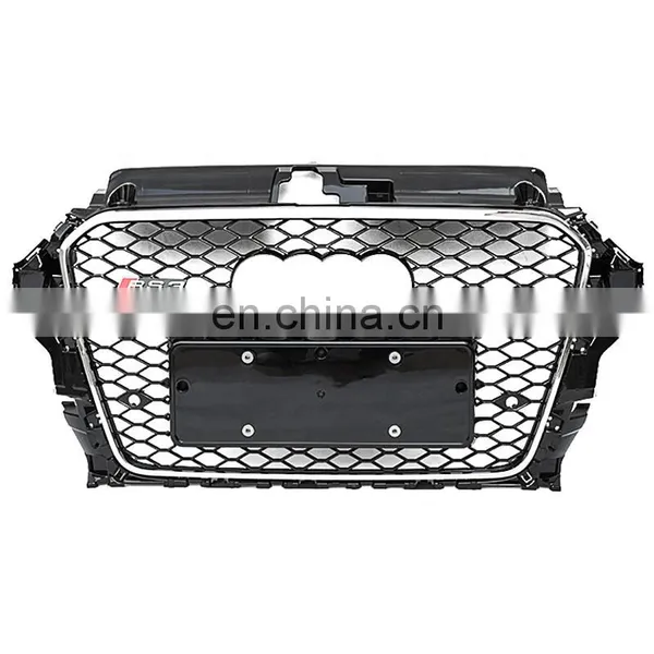 RS3 Front Bumper Grill for Audi A3 Material Black RS3 High Quality Radiator Center Honeycomb Grills no LOGO Style 2014 2015 2016 photo-2
