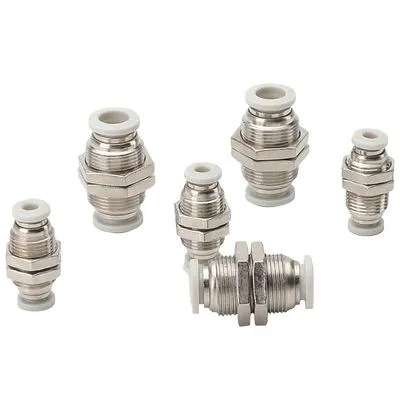 SMC Type PM Series Straight Pneumatic Push in 1/4 Bulkhead Union Brass Air Fittings photo-2