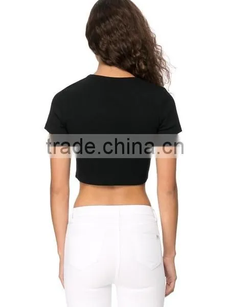 2015 China Manufacturer Customized Ladies Sexy Crop Tee Shirt Quality Choice photo-4