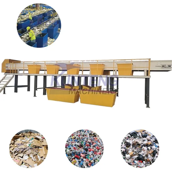 Manual Waste Sorting Platform Belt Conveyor System for Segregation Plastic Paper Metal Waste EPC