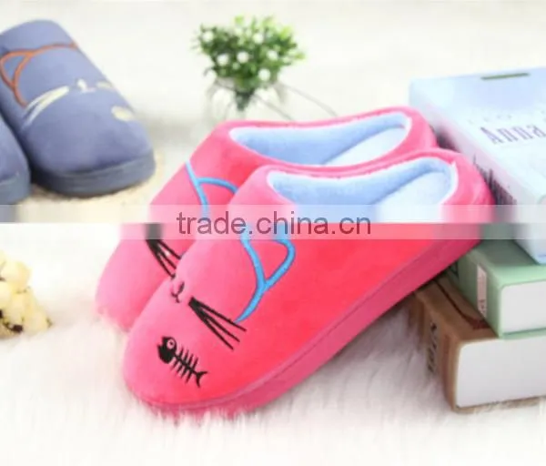 Cat Print Comfortable Quiet Warm Cartoon Indoor Slipper for Women Cute Winter Slippers photo-3