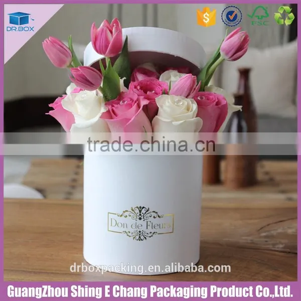 Logo Customize Gold Stamp Cardboard Round Rose Flower Box photo-5