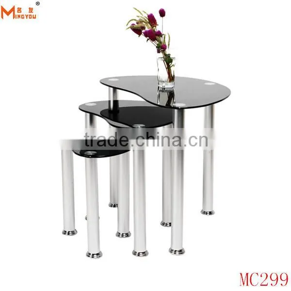 Modern Glass Top Chrome Sofa Side Table photo-3