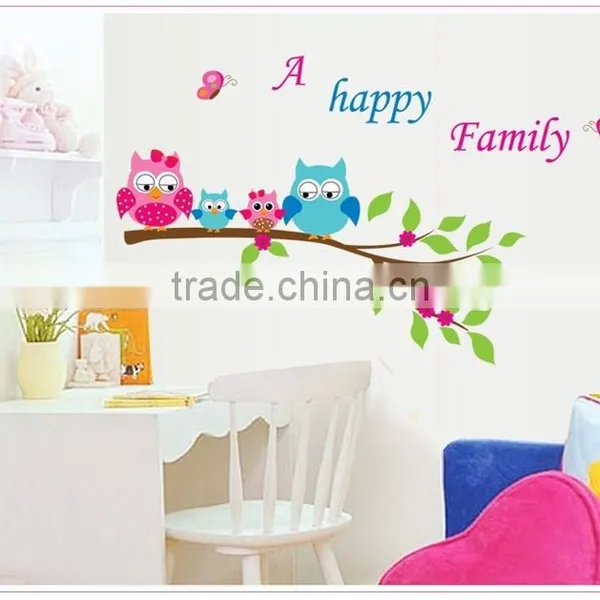 ALFOREVER A Happy Family the Owl on the Tree Sticker,owl Tree Decals photo-3