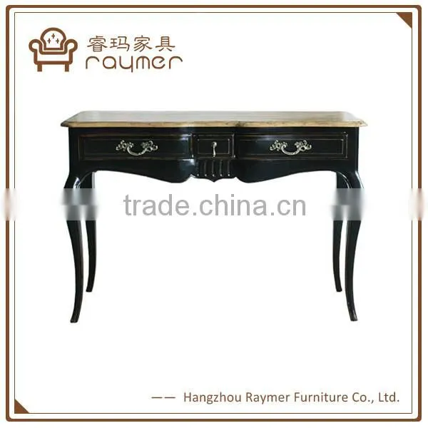 Antique Provincial Black Shabby Chic Table With Drawers French Console Table Supplier's Choice