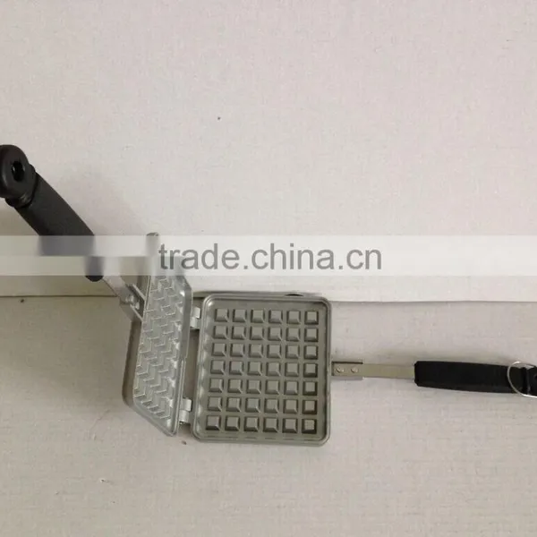 Aluminum Die Cast Non Stick Waffle Iron Maker on Camp Fire photo-3