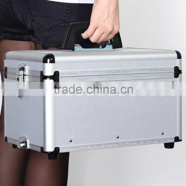 Premium Quality Silver Professional Cosmetic Trolley Case Hairdressing Makeup Beauty Vanity Storage Box photo-6