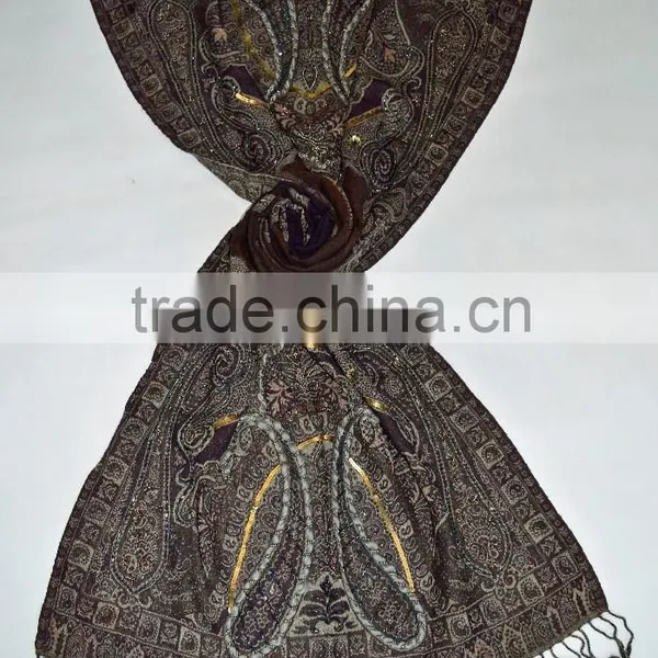 Boiled Wool Shawls With Beads Work