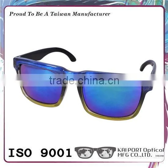 Two Tone Color Wild Style Mirror Sunglasses With Crystal Coating photo-2