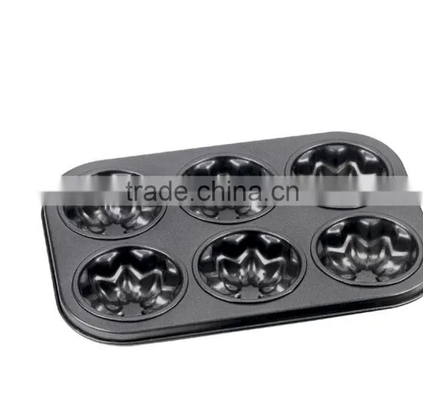LFGB Approved Carbon Steel Non-stick Cake Pans of Muffin Pan With 6 Cups photo-2