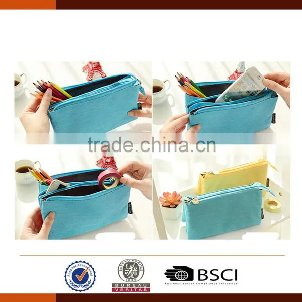 Colorful Canvas Pencil Case for School 3 Layers photo-4