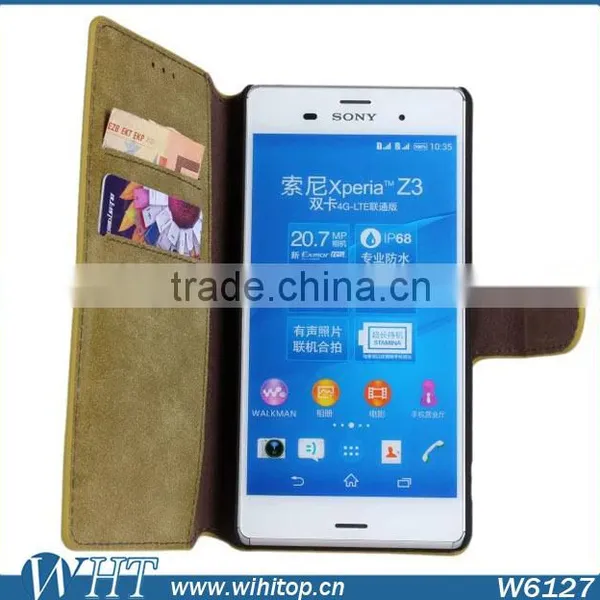 Factory Wholesale Retro Wallet Style for Sony Xperia Z3 Case Leather Cover photo-2