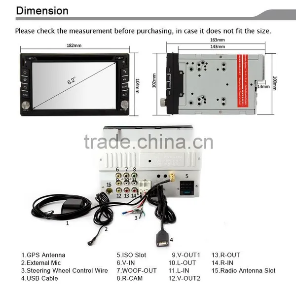 Winmark Car DVD GPS Player Radio 6.2 Inch Double Din With Touch Screen For NISSAN TIIDA 2004-2010 Universal photo-6