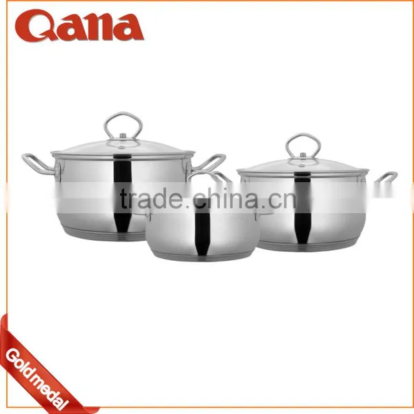 Straight Nostick Glass Lid Stainless Steel Cookware Set