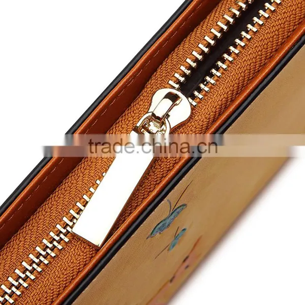 Fashion Trendy Pretty Women Rose Red Leather Zipper Clutch Wallets With Card Slots photo-5