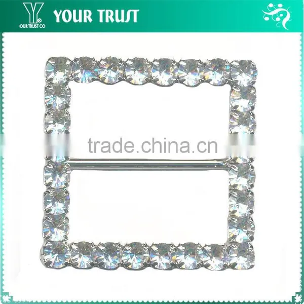 3MM Clear Cystal Rhinestone Oval Frame Rhodium Metal Belt Buckle photo-2