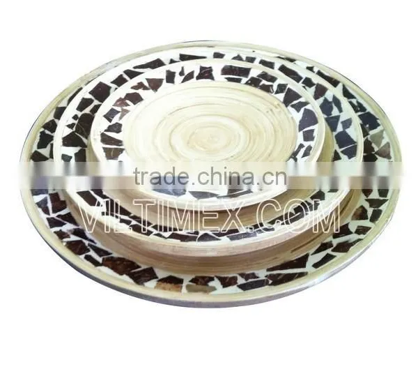 Natural Bamboo With Coconut Plates for Home, Restaurant, Hotel