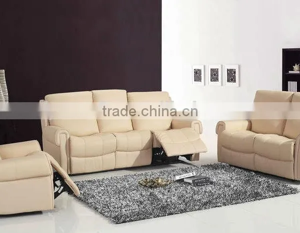 Contemporary Leather Recliner Sofa Living Room Set photo-3