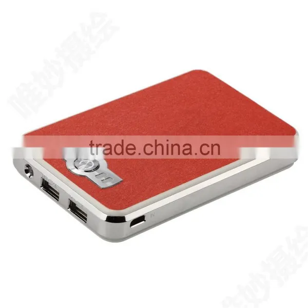 Traveling 2 USB 2.1A Output Rechargeable Leather Power Bank 10000 photo-5