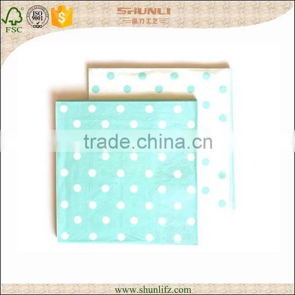 Disposable Blue Square Dot Party Paper Napkin With OEM photo-5