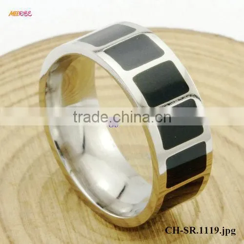 Fashion Ring Jewelry Rotating Grooves Surface Black MENS TITANIUM RINGS photo-2
