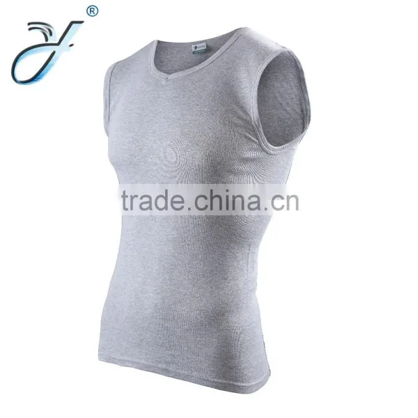 High Quality Men's Sleeveless Cotton White Fitness Tank Tops and Vest photo-2