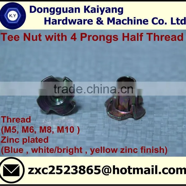 4 Prongs Tee Nut; T Nut (Half Threaded) for Furniture; M5, M6, M8, M10 photo-2