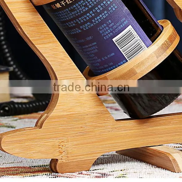 WR003/100% Bamboo Material Hot Sale Rooster Shaped Folding Bamboo Wine Rack photo-5