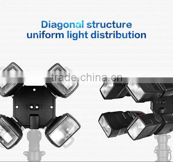New Released HPUSN 4 in 1 Triple Mount Adapter Speedlite Speedlight Flash Umbrella Holder Light Stand Bracket photo-3