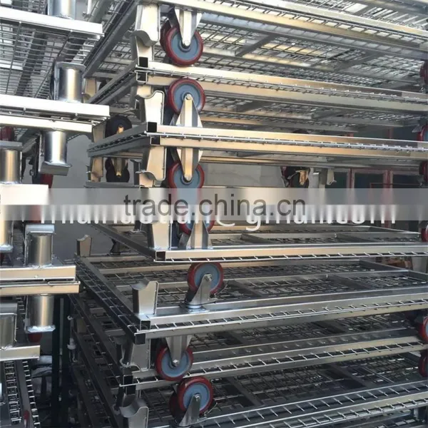 Wire Mesh Cage With Foot Brakes Warehouse Storage Container With Wheels photo-3